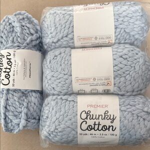 4-Skeins Premier Chunky Cotton yarn , Sky Blue